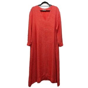 Lou & Grey Red and White Striped V-Neck Maxi Dress